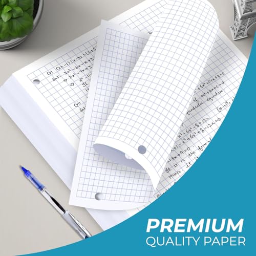 Rosmonde 6 Pack Graph Paper, 900 Sheets, 4x4 Loose Leaf Paper, 8" x 10.5", 3 Hole Punched for Ring Binders, Grid Paper, Thick Graphing Filler Paper, Quad Ruled, Notebook Paper for School & College - size: 6 Pack (900 Sheets)