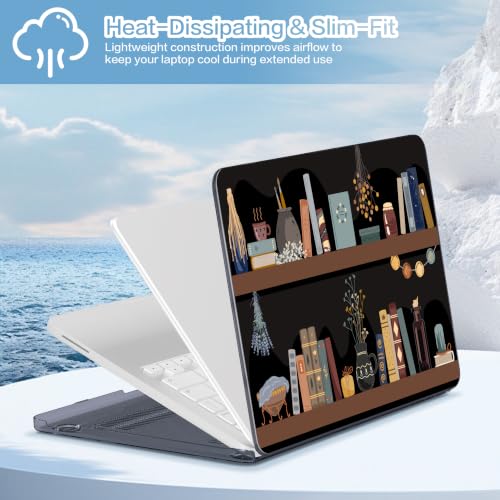 Teryeefi for MacBook Neo Case 13 inch 2026 Release Model A3404,with A18 Pro Chip, Hard Shell Cover with Keyboard Cover, Screen Protector, Old Book Shelves - color: Old Book Shelves