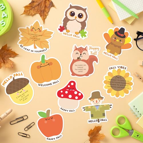Xqumoi 30 Pack Welcome Fall Sticky Notes - Total 600 Sheets - Thanksgiving Turkey Pumpkin Scarecrow Self Sticky Writing Memo Pads for Autumn Party Favors Office School Supplies Goodies Bag Filler - style: Fall