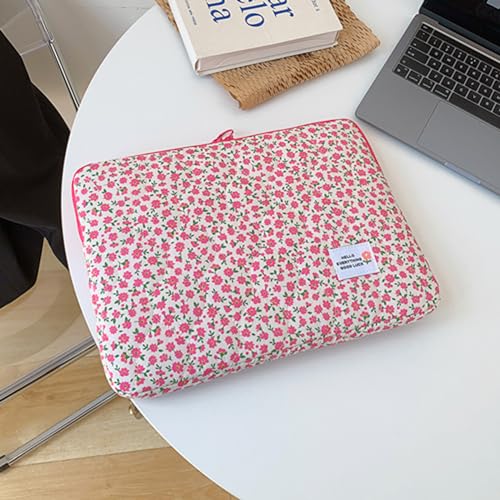 Laptop Bag for 13 14 Inch Notebook, Water-Resistant Briefcase Style Carry Case with Soft Padded Protection, Shockproof Zippered Computer Sleeve for Mac-Book Air/Pro, Business & Travel - color: Pink Flower