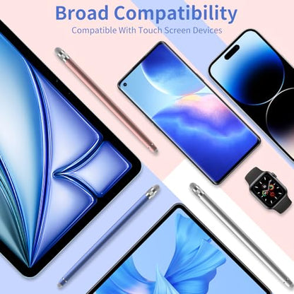Stylus Pen for Touchscreen,2-in-1 High Sensitivity Stylus | Suitable for iPad/iPhone/Android Tablets,Compatible with Touch Screen Devices(3 Stylus-Silver/Blue/Rose Gold) - color: Silver/Blue/Rose Gold