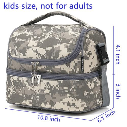 FlowFly Kids Double Decker Cooler Insulated Lunch Bag Large Tote for Boys, Girls, Men, Women, With Adjustable Strap, Digital Camo - color: Digital Camo
