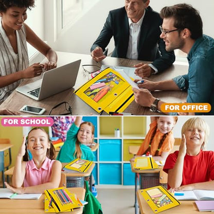 Pencil Pouch for 3 Ring Binder, 2 Pack Pencil Bags with Zipper, Yellow Pencil Case for Classroom School Office Supplies, Large Sturdy and Durable Cloth Pencil Pocket for 3 Holder Binder - color: Yellow