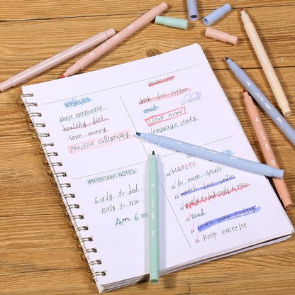 Mr. Pen- Dual Tip Aesthetic Bible Highlighters No Bleed Through, 8 pcs | Chisel & Brush Tip, Cute Highlighter for Journaling Supplies and School Accessories, Bible Highlighters and Pens No Bleed