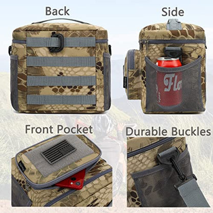 FlowFly Lunch Bag, Insulated Cooler, Thermal Lunch Box Tote with MOLLE/PALS Webbing, Adjustable Padded Shoulder Strap, for Tactical Men Women Adults and Boys Girls Kids (Camo#3, Medium) - color: Camo#3, size: Medium