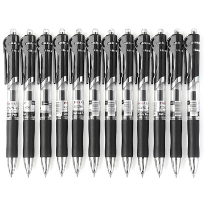 Bribobo Gel Pens Fine Point Smooth Writing Pens, 0.5mm, 12 Pack | Retractable Black Ink Pens for School Office Supplie