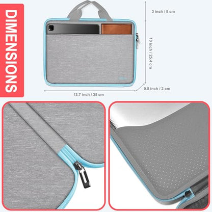 Hseok Laptop Case 13.3-14 inch Sleeve, TSA Computer Handbag Water-Resistant and Shockproof Bag Compatible with MacBook Pro/Neo 14", Mac Air/Pro 13.3" and 13"-14" Notebooks Chromebooks,Light Gray-Blue - color: Light Gray-blue