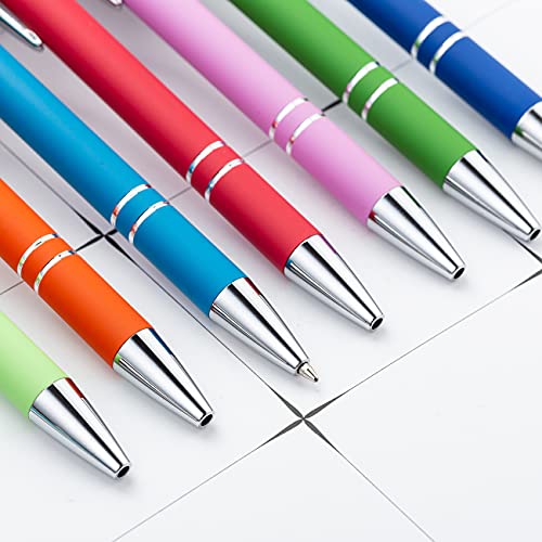 PASISIBICK 12 Pieces Rainbow Rubberized Soft Touch Ballpoint Pen with Stylus Tip, Stylish, Premium Metal Pen, Black Ink, Medium Point(Pack of 12) - color: 12 Pcs Stylus Pens