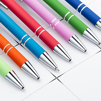 PASISIBICK 12 Pieces Rainbow Rubberized Soft Touch Ballpoint Pen with Stylus Tip, Stylish, Premium Metal Pen, Black Ink, Medium Point(Pack of 12) - color: 12 Pcs Stylus Pens