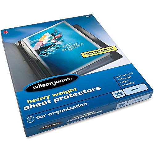 Wilson Jones Sheet Protectors, Heavy Weight, Top-Loading, Clear, 50 Sheets/Box (W21410) - size: 50/Box, style: Clear