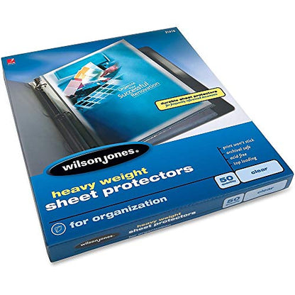 Wilson Jones Sheet Protectors, Heavy Weight, Top-Loading, Clear, 50 Sheets/Box (W21410) - size: 50/Box, style: Clear