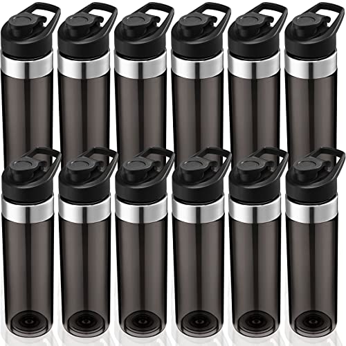 Mimorou 12 Pack Clear Water Bottle Bulk 20 oz Plastic Sports Water Bottles Reusable with Leakproof Lid, for Outdoor School Office Gym Cycling Teams, Lightweight, Easy Carry(Gray) - color: Gray