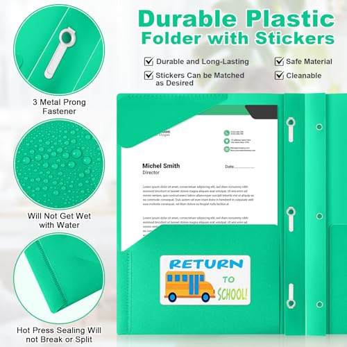 Henoyso 24 Set Take Home Folders with Clear Front Pocket, School-to-Home Communication Folder Bulk for Back to School Classroom, Heavy Duty Plastic Parent-Teacher Homework Folders (Green) - color: Green