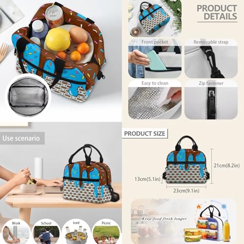 Ice Cream American Football Print 3 in 1 Backpack Set for Boys Girls 17 Inch Lager Capacity Bookbags School 3PCS Backpack with Lunch Box and Pencil Case - color: Ice Cream American Football Print