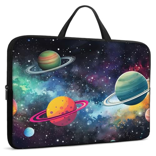 Laptop Sleeve Bag with Handle Computer Protective Soft Cover Case for 14 Inch 13 Inch Laptop,Colorful Planet - color: Colorful Planet