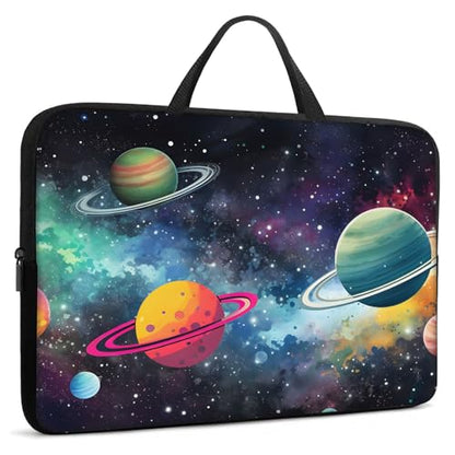 Laptop Sleeve Bag with Handle Computer Protective Soft Cover Case for 14 Inch 13 Inch Laptop,Colorful Planet - color: Colorful Planet