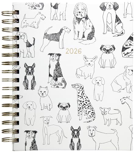 WORLD TRAVELER 2026 Planner Weekly & Monthly Hardcover Spiral Agenda | Hardcover Spiral Lay-Flat Binding, Weekly and Monthly Planning Pages, January to December 2026, 7x8.75 Compact Format - color: White Pet