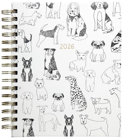 WORLD TRAVELER 2026 Planner Weekly & Monthly Hardcover Spiral Agenda | Hardcover Spiral Lay-Flat Binding, Weekly and Monthly Planning Pages, January to December 2026, 7x8.75 Compact Format - color: White Pet