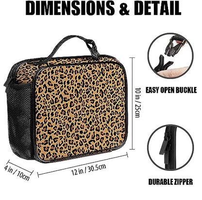 Leopard Print Lunch Bag Reusable Insulated Cheetah Lunch Box Keep Food Cooler Thermal Lunch Tote for Women Men - color: Leopard Print