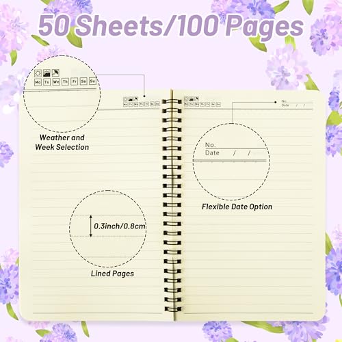 Xqumoi 2Pack A5 Floral Cross Religious Spiral Notebooks - Bible Verses Writing Notebooks, Ruled Lined Journal, Inspirational Christian Christmas Gift, Sunday School Supply (Purple & Yellow) - style: E-Purple Yellow Floral