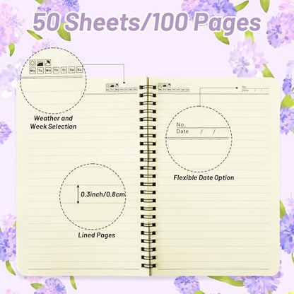 Xqumoi 2Pack A5 Floral Cross Religious Spiral Notebooks - Bible Verses Writing Notebooks, Ruled Lined Journal, Inspirational Christian Christmas Gift, Sunday School Supply (Purple & Yellow) - style: E-Purple Yellow Floral