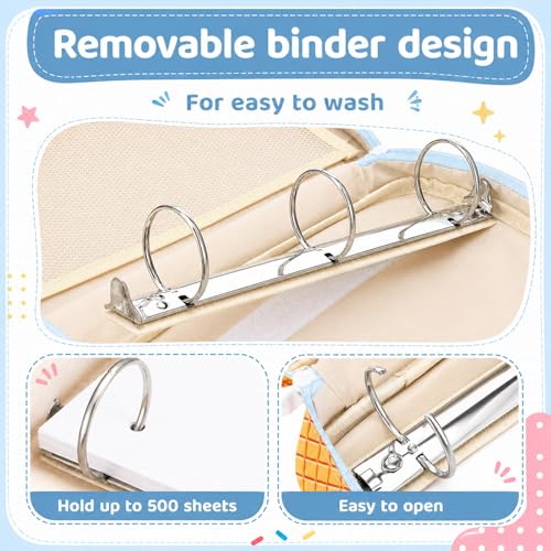 MiniInflat Baseball Drip Ice Cream Zippered Binder Bag with Handle 2-inch 3-Ring O-Ring, 600-sheet Capacity, Includes Zipper Pocket, Multi-Pocket Organizer Binder Sports(Ice Cream,Blue) - color: Blue, style: Ice Cream