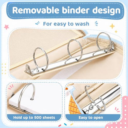 MiniInflat Baseball Drip Ice Cream Zippered Binder Bag with Handle 2-inch 3-Ring O-Ring, 600-sheet Capacity, Includes Zipper Pocket, Multi-Pocket Organizer Binder Sports(Ice Cream,Blue) - color: Blue, style: Ice Cream