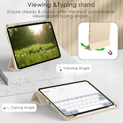 ZryXal iPad Pro 11 Inch Case (M5) 2025/ (M4) 2024 (Model: A2836/A2837/A3006), Trifold Stand Smart Cover with Pencil Holder and Soft TPU Back, Auto Wake/Sleep (Champagne Gold) - color: Champagne Gold