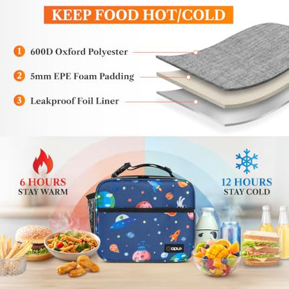 Opux Space Astronaut Lunch Bag, Soft Insulated Lunch Box for Kids, Boys, Girls, Reusable, Portable, Waterproof, Durable - color: Space Astronaut
