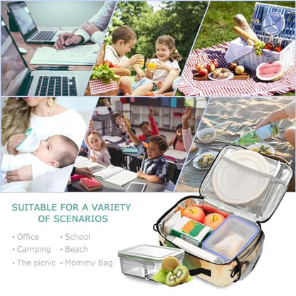 Map Color Kids Lunch Box Insulated Lunch Bags Cooler Tote Bag with Removable Shoulder Strap for Boy Girl Student 20848239 - color: Map Color