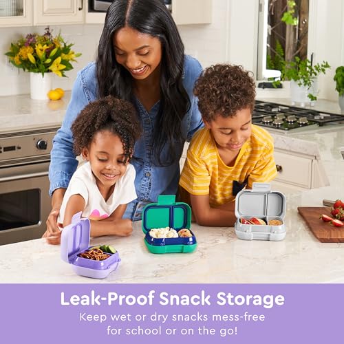 Bentgo Kids Snack Leak-Proof 2 Compartment Bento-Style Container | For Snacks & Small Meals, Easy-Open Latch, Dishwasher Safe, BPA-Free for School, Daycare, & Sports, Ages 3+ (Purple) - color: Purple