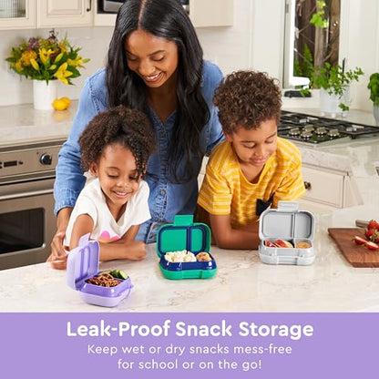 Bentgo Kids Snack Leak-Proof 2 Compartment Bento-Style Container | For Snacks & Small Meals, Easy-Open Latch, Dishwasher Safe, BPA-Free for School, Daycare, & Sports, Ages 3+ (Purple) - color: Purple