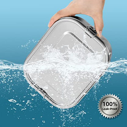 UPTRUST Leak Proof Stainless Steel Lunch Food Container, 1200ML/40oz Large Bento Boxes Metal Lunch Box for Kids or Adults - Lockable Clips Adjustable Divider included - size: 1200 ML - with Adjustable Divider