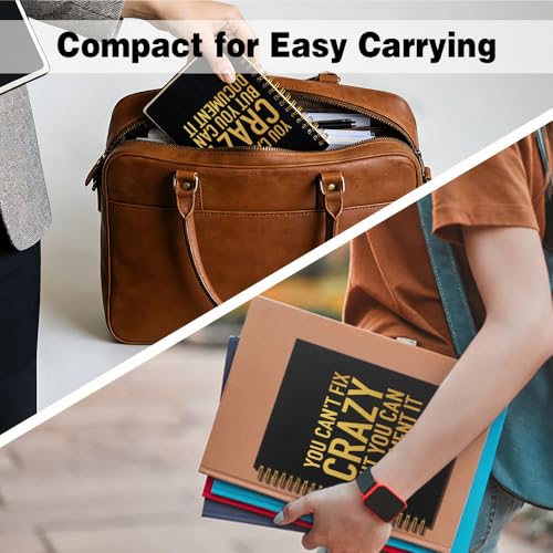 You Can't Fix Crazy But You Can Document It Black Golden Horizontal Lined Spiral Notebook, Funny Spiral Notebook Gifts for Coworker Friend Office Worker Boss Leader, Humor Office Journal - style: Crazy