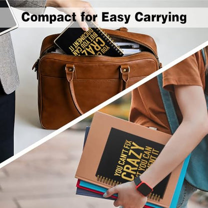You Can't Fix Crazy But You Can Document It Black Golden Horizontal Lined Spiral Notebook, Funny Spiral Notebook Gifts for Coworker Friend Office Worker Boss Leader, Humor Office Journal - style: Crazy