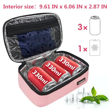 Gloppie Small Lunch Bag - Insulated Lunch Box, Mini Lunchbox Lunch Cooler Bag, Petty Food Containers, Snack Bag, for Adult, Pink - color: Pink