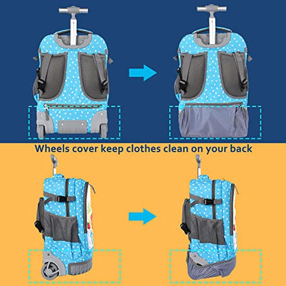 seastig Rolling Backpack 18in Wheeled Backpack with lunch bag and Pencil Case Set Roller Backpack Laptop Backpack Adults Kids