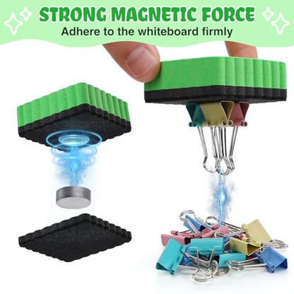 24Pcs Strong Magnetic Dry Erase Eraser, Classroom Must Haves, Wave Shaped | 4 Color Mini Whiteboard Eraser, Classroom Essentials for Kindergarten, Prek, Elementary, Office - style: Wave