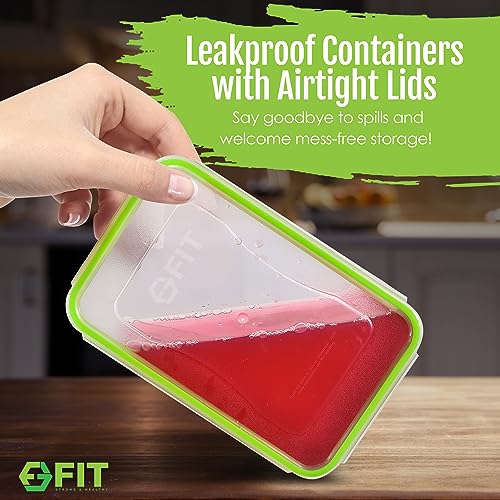 FIT Strong & Healthy Bento Box for Kids and Adults – Reusable Lunch Box Meal Prep Containers, Snack Boxes with Airtight Lid – Dishwasher, Freezer, Microwave Safe (Green, 7 Pack: 3×39oz, 2×17oz, 2×6oz) - size: 7 Pack, Multiple Sizes (39 oz, 17 oz, 6 oz)