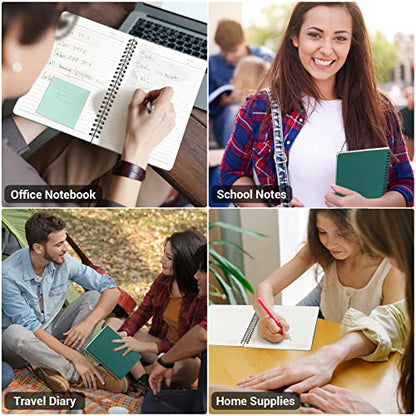 EUSOAR Hardcover Spiral Lined Notebook, A5 6 Pack 5.5" x 8.3" 120 Pages Lined Travel Writing Notebooks Journal, Students College Office Business Subject Diary Ruled Spiral Book Journal - color: Dark green, size: 6 Packs