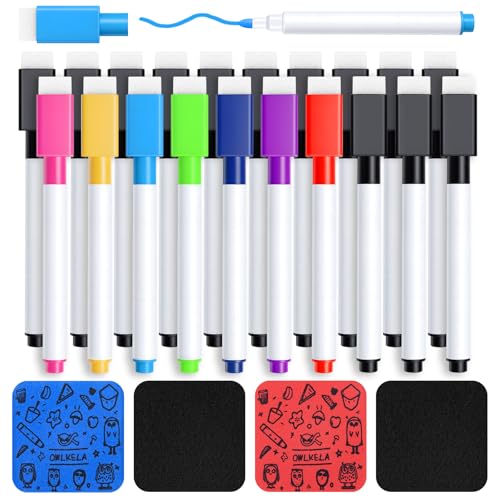 OWLKELA 20 Pcs Magnetic Dry Erase Markers, 8 Colors | Fine Tip, with Eraser, Low Odor White Board Marker, Ideal for Office, Home and Classroom - size: 20 Pcs
