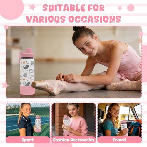 Cat Gifts for Girls Women, 18oz Cats Water Bottle with 2 Lids (Spout and Straw Lid), Kids Insulated Stainless Steel Cat Lovers Tumbler Cup, Birthday Gifts for Women Teen Girl - color: Cat-1
