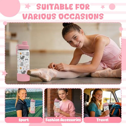 Cat Gifts for Girls Women, 18oz Cats Water Bottle with 2 Lids (Spout and Straw Lid), Kids Insulated Stainless Steel Cat Lovers Tumbler Cup, Birthday Gifts for Women Teen Girl - color: Cat-1