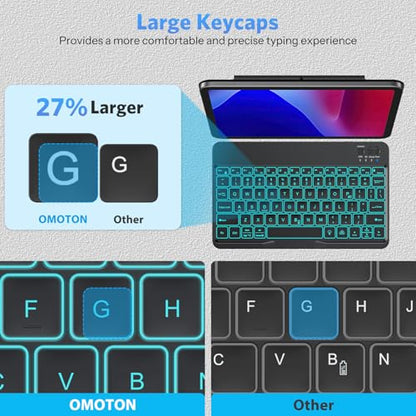 OMOTON Rechargeable Ultra-Slim Keyboard with Upgrade Oversize Keycaps, Adjustable Stand and Backlit, Wireless Bluetooth Keyboard for Samsung Tablet, iPad, Smartphone, Android, iOS, Windows, Black - color: Black