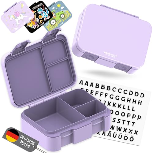 BEARFOOT Kids Lunch Box with Compartments – Compact & Lightweight | Leak-Proof, BPA-Free, Dishwasher Safe | Hand-Drawn Design for Preschool, School, Travel (Purple, 2.75 Cups) - color: Purple, size: 2.75 Cups
