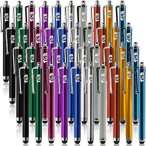 TCD 40-Pack Stylus Pens for Touch Screens – Universal Stylus Pen for iPad, iPhone, Galaxy Tablet, Android, Chrome Book, Laptop – Premium Thick Rubber Tip Styluses for All Touchscreen Devices, Multi - color: Multi Color, size: 40 Pack