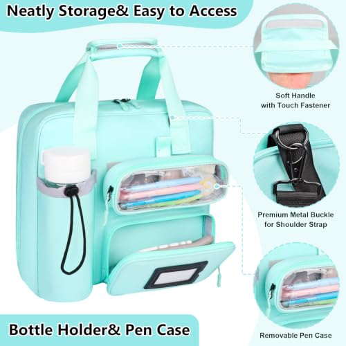 3 Inch D-Ring Zipper Binder Bag, 700 Sheet Capacity Multi-Pockets Organizer, 13 Inch Laptop Carrying Case with Bottle Holder& Shoulder Strap for School Office (Blue) - color: Ocean Blue