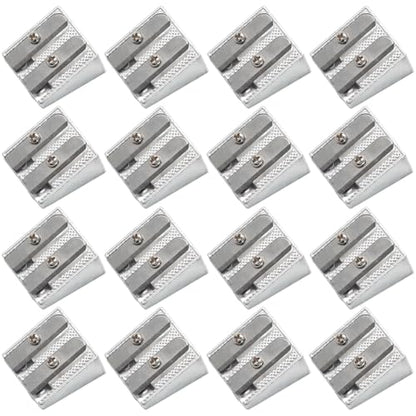 Bonsicoky 16 Pack Handheld Metal Pencil Sharpener with 2 Holes - Aluminum Alloy Sharpener for Standard Size Pencils