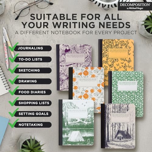 Decomposition Monarch Migration College Ruled Composition Notebook - 9.75 x 7.5 Journal with 160 Lined Pages - Cute Notebooks for School Supplies, Home & Office - 100% Recycled Paper - Made in USA - color: Monarch Migration