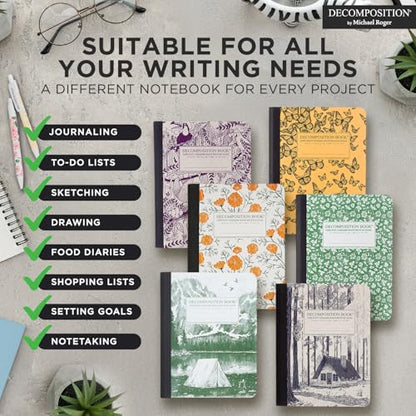 Decomposition Monarch Migration College Ruled Composition Notebook - 9.75 x 7.5 Journal with 160 Lined Pages - Cute Notebooks for School Supplies, Home & Office - 100% Recycled Paper - Made in USA - color: Monarch Migration